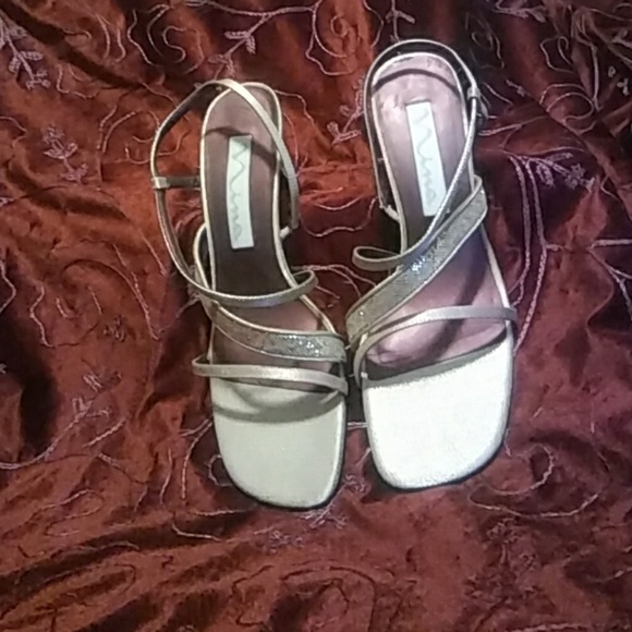 Nina Gold Sparkle Strappy Heels - Picture 2 of 5